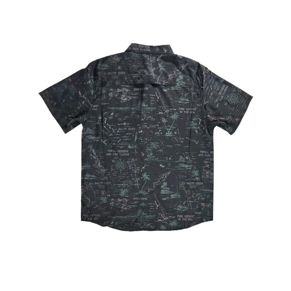Salty Crew Seafarer Short Sleeve Tech Woven Black Button Shirt Men's Size Large - Picture 3 of 8